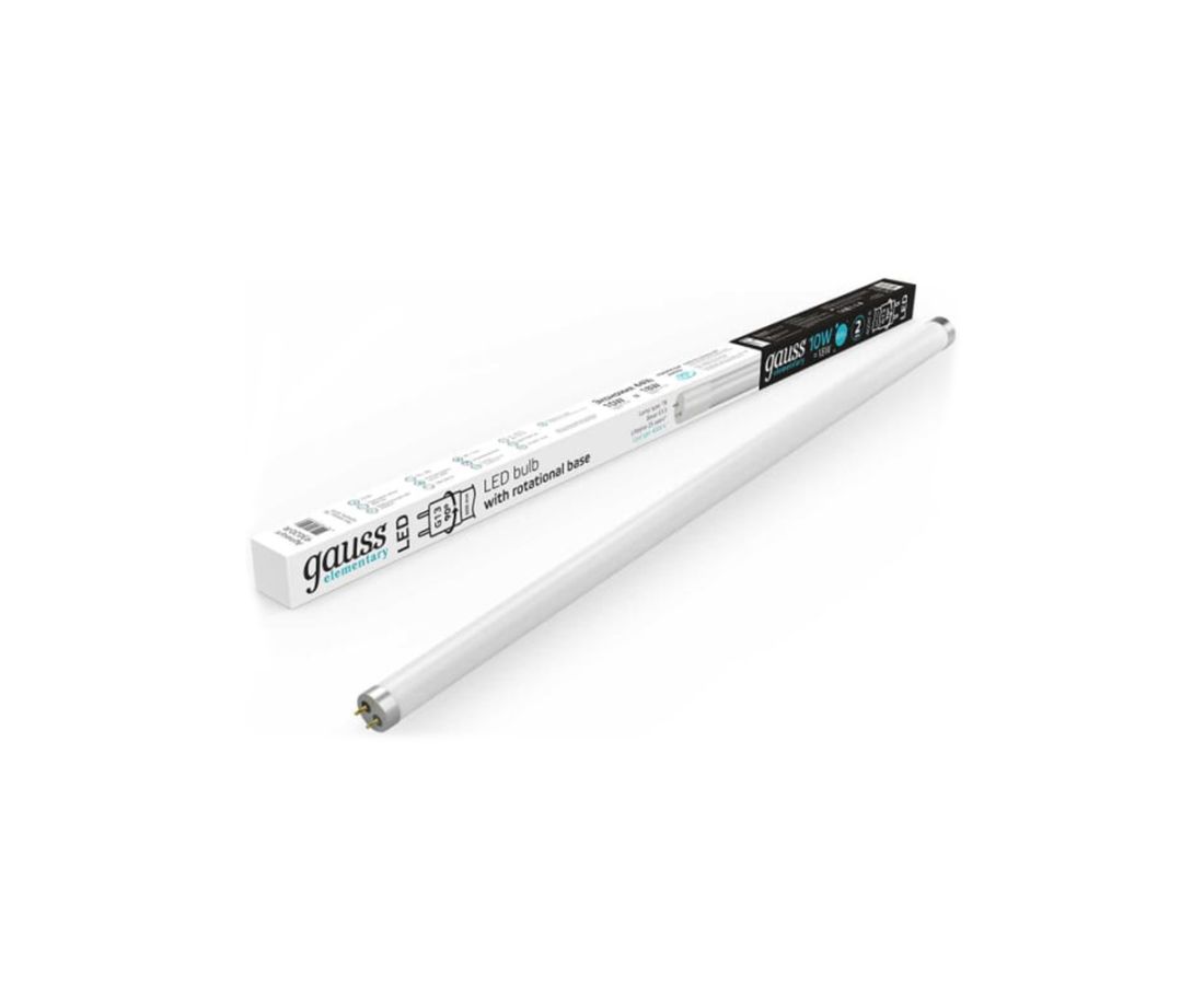 ნათურაT8 10W 780lm 4000K G13 600mm მინის Gauss Elementary — ნათურა და ვაზნა